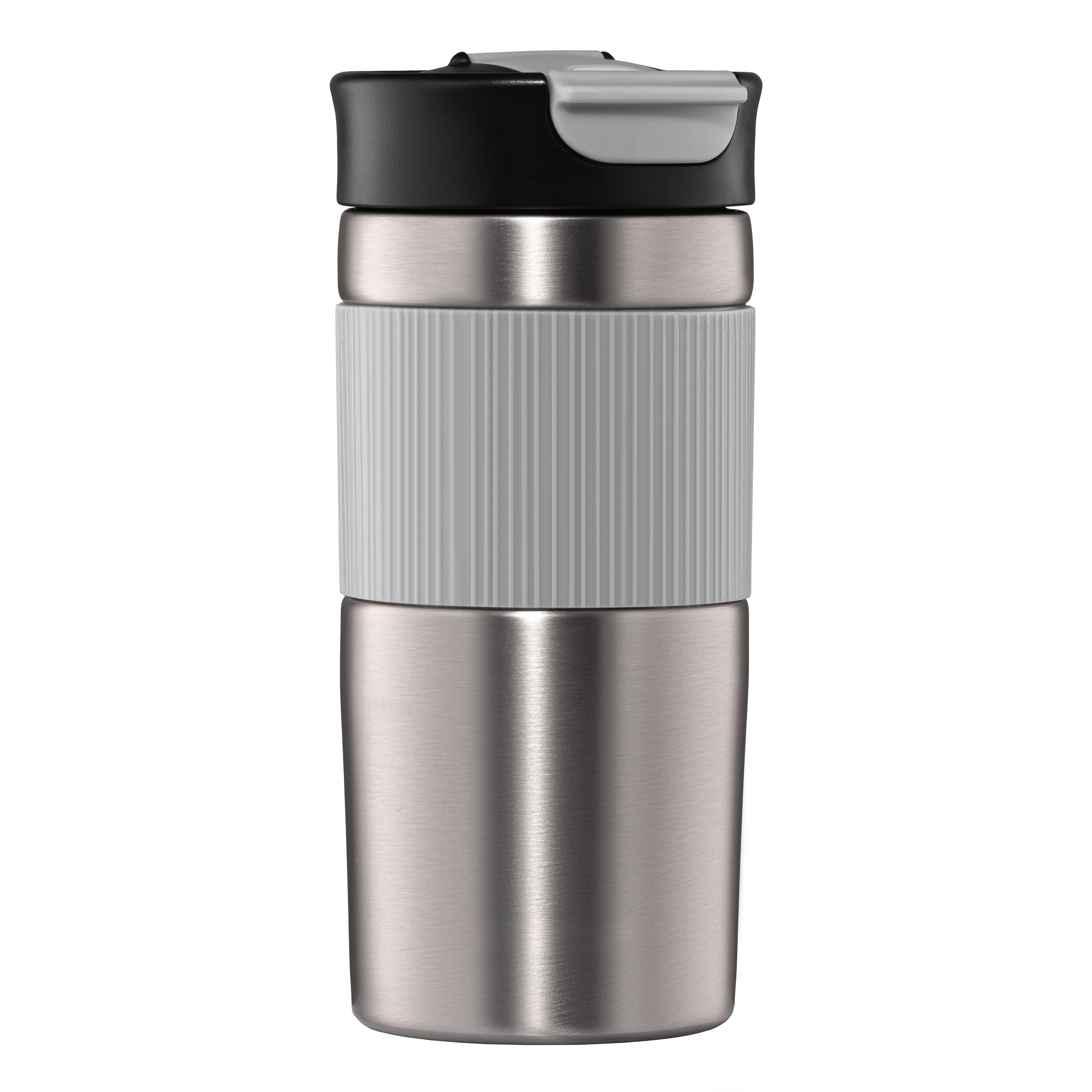 Термокружка для горячих и холодных напитков из нержавеющей стали открывание кнопка-клапан 18x7,1 см 450 мл Серый (AR2645CML)