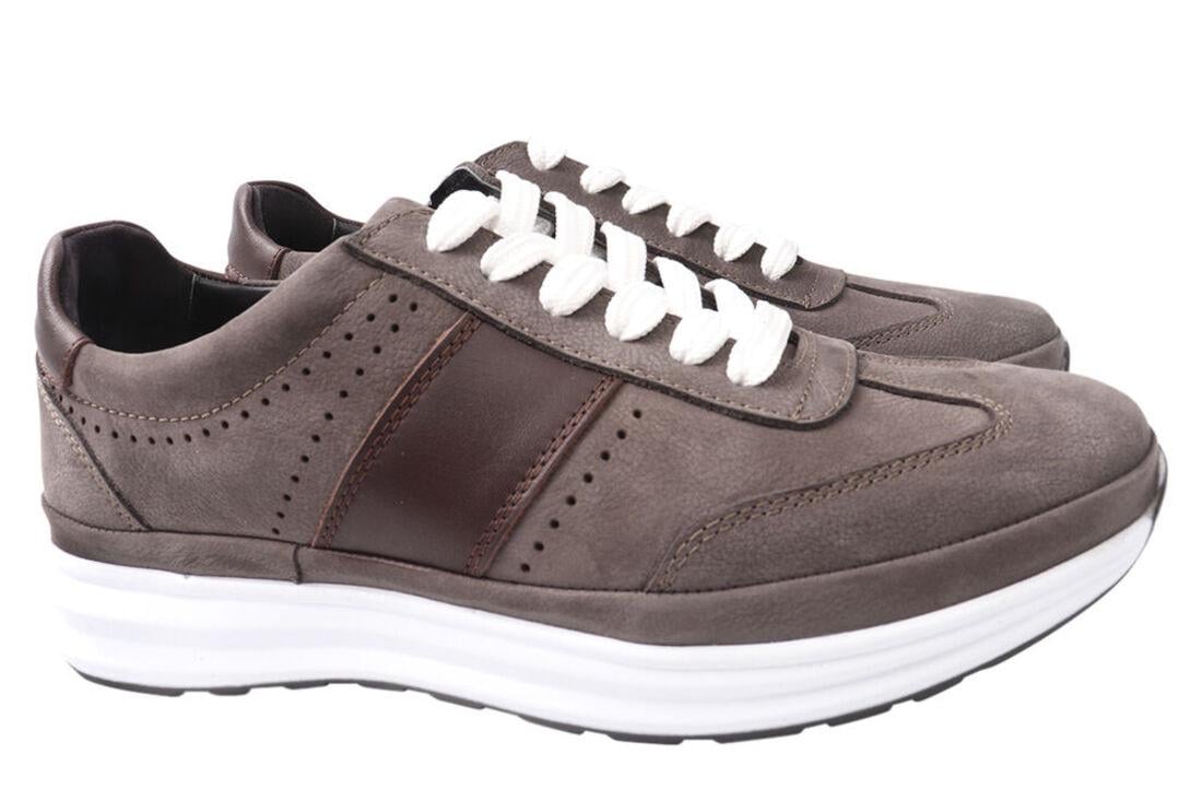 Кроссовки мужские Ridge из кожи-нубука на низком ходу на шнуровке р. 42 Капучино (400-21DTS)