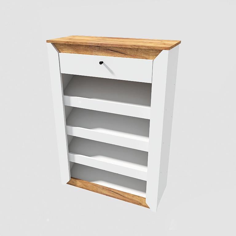 Тумба для обуви Эверест Нордик-800 80х32,3х112,8 см Дуб крафт золотой/Белый (ЕВ20666)