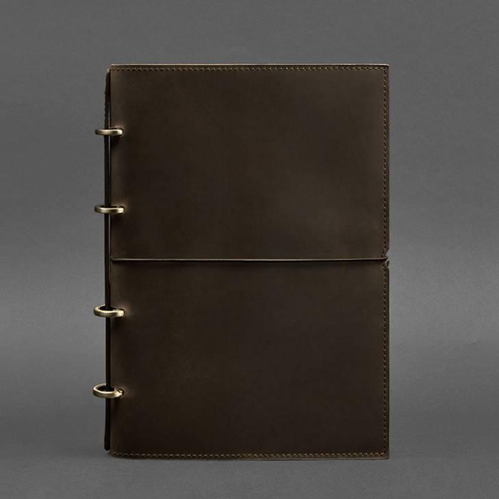 Блокнот кожаный Софт-бук 9.0 Crazy Horse А4 на кольцах в мягкой обложке Темно-коричневый (A-027503) - фото 3