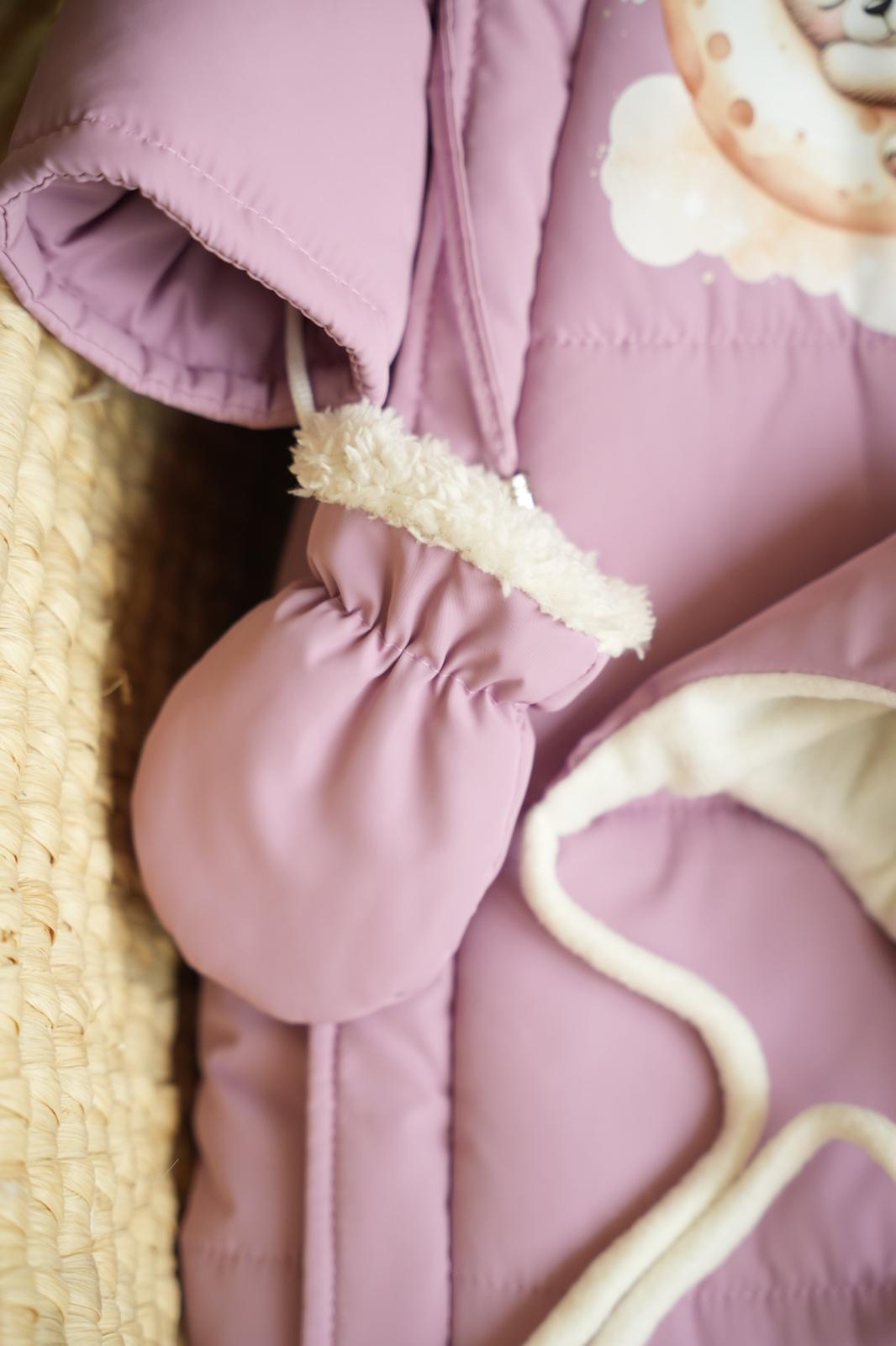 Комбінезон-мішечок з шапочкою на виписку зимовий 0-6 міс. Пудровий (9057) - фото 6 Комбінезон-мішечок з шапочкою на виписку зимовий 0-6 міс. Пудровий (9057) - фото 6