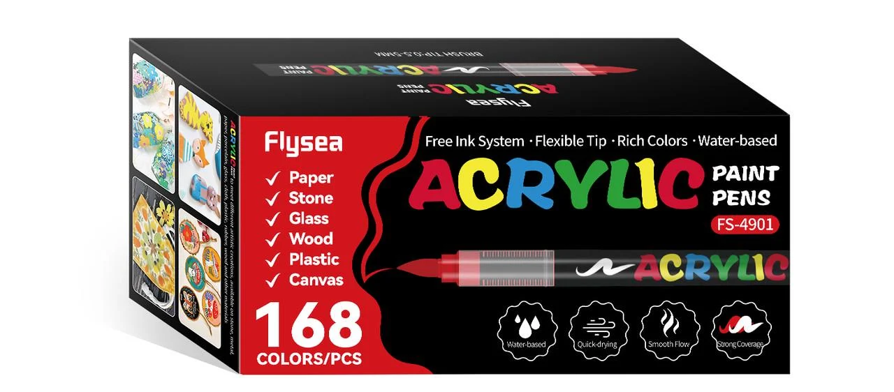 Маркеры кистевые акриловые Flysea Soft Brush 168 цветов (afb168)