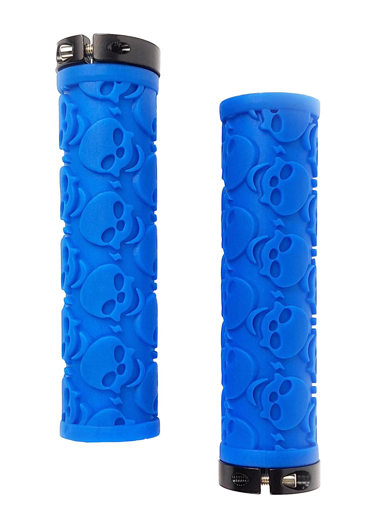 Грипсы резиновые прямые с черепами с алюминиевым замком 125 мм Синий (G0001019)