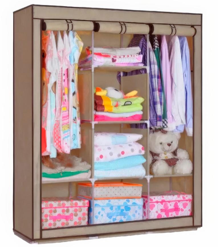 Тканевый шкаф для одежды Storage Wardrobe 88130 130х45х175 см Бежевый (19569607)