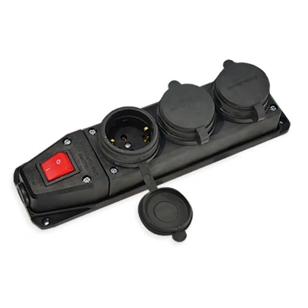 Колодка Mutlusan 3 гнізда з заземленням з вимикачем каучук IP44 16А (28688633)