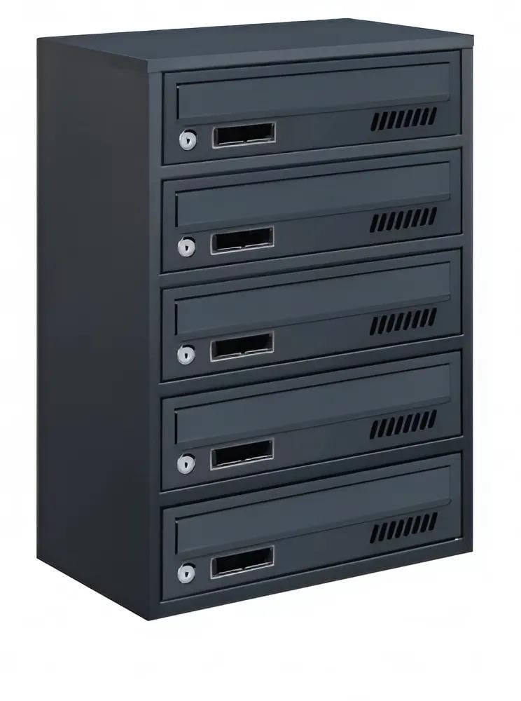 Почтовый ящик с декоративной перфорацией Галиндустрия E2-05-А металлический на 5 квартир 390x250x565 мм Антрацитовый (150-119-000004691)
