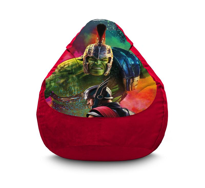 Кресло мешок iPuff Hulk and Thor Флок XXXL 100х135 см Красный