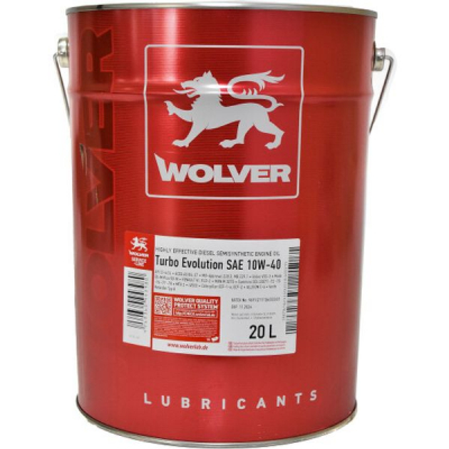 Мастило мінеральне Wolver Diesel Turbo Evolution CI-4/SL A3/B4 E7 15W-40 20 л (368542855)