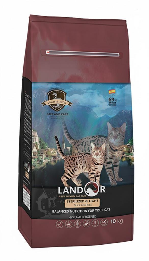 Корм сухой для котов LANDOR Sterilized&Light Duck&Rice с избыточным весом и стерилизованных Утка с рисом 10 кг (31365282)