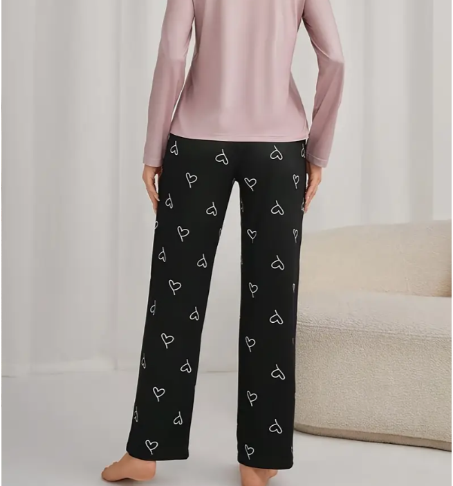 Пижама женская с принтом футболка с длинным рукавом/брюки мягкий трикотаж M (1321) - фото 4 Пижама женская с принтом футболка с длинным рукавом/брюки мягкий трикотаж M (1321) - фото 4