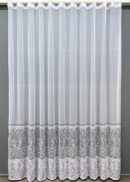 Тюль в гостиную/спальню Greta жаккард Белый/Серый (1431т)