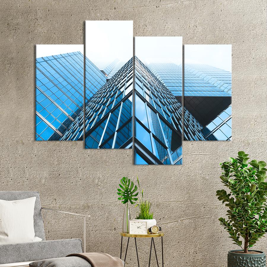 Картина город Современный небоскрёб из стекла