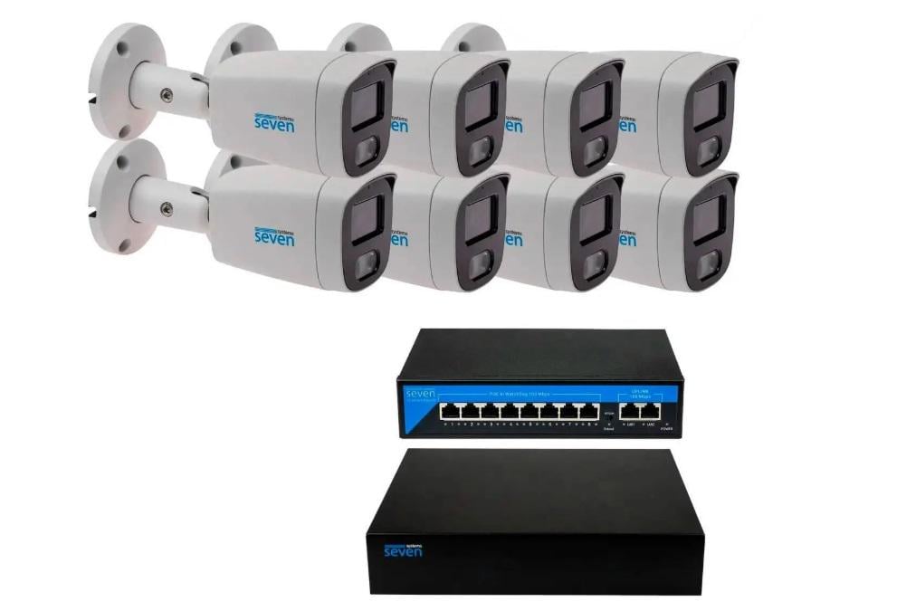Комплект видеонаблюдения SEVEN IP-7225W8-5MP на 8 цилиндрических 5 Мп IP-камер
