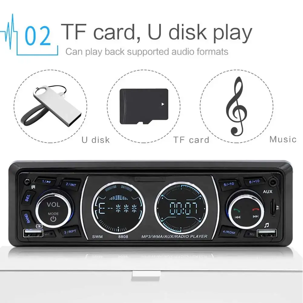 Автомагнітола JSD-8808 1 DIN 2xUSB Bluetooth SD+AUX 4x50W (29375818) - фото 4 Автомагнітола JSD-8808 1 DIN 2xUSB Bluetooth SD+AUX 4x50W (29375818) - фото 4