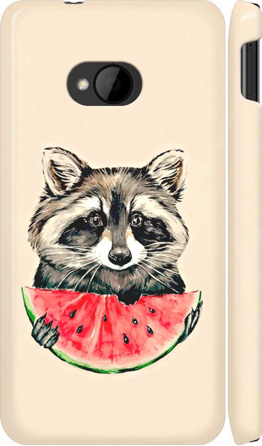 Чехол на HTC One M7 Енотик с арбузом (4605c-36-42517)