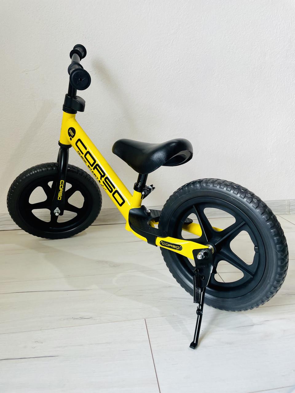 Велобег CORSO SPRINT стальная рама колесо 12 EVA пена подставка для ног в коробке Желтый - фото 4 Велобег CORSO SPRINT стальная рама колесо 12 EVA пена подставка для ног в коробке Желтый - фото 4