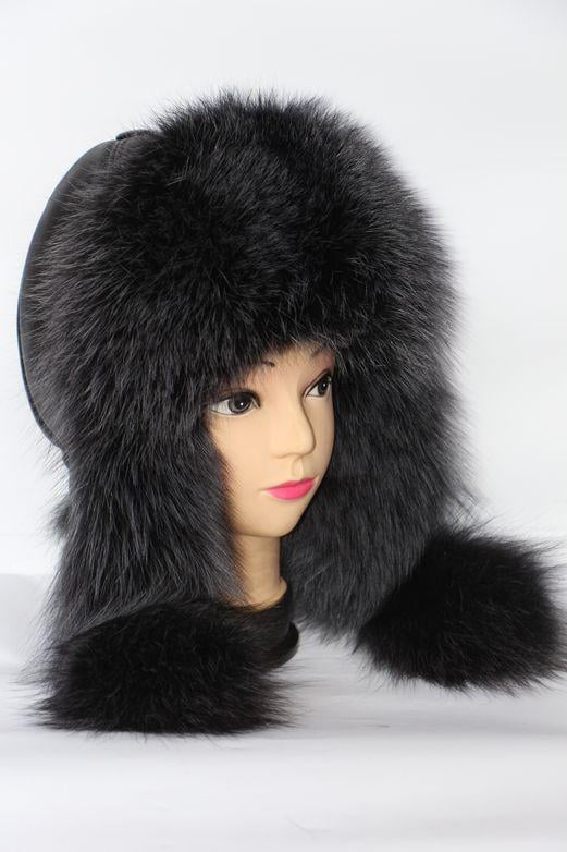 Шапка-ушанка женская зимняя из меха песца (28772)