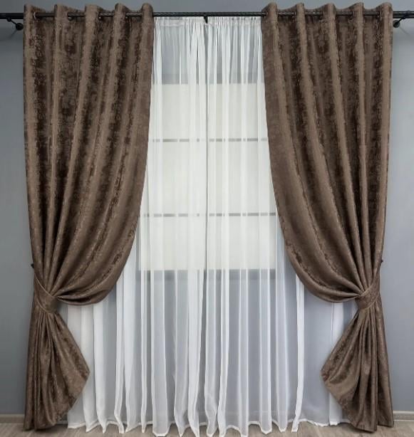 Комплект штор на люверсах Sultan XO жакард 1,5х2,5 м 2 шт. Коричневий (1557ш 37-0252) - фото 1 Комплект штор на люверсах Sultan XO жакард 1,5х2,5 м 2 шт. Коричневий (1557ш 37-0252) - фото 1