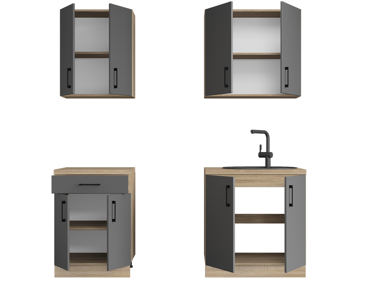 Комплект кухні К-2 Еверест Оптіма зі стільницею 1,9 м Графітовий (ЕК-25006) - фото 3 Комплект кухні К-2 Еверест Оптіма зі стільницею 1,9 м Графітовий (ЕК-25006) - фото 3