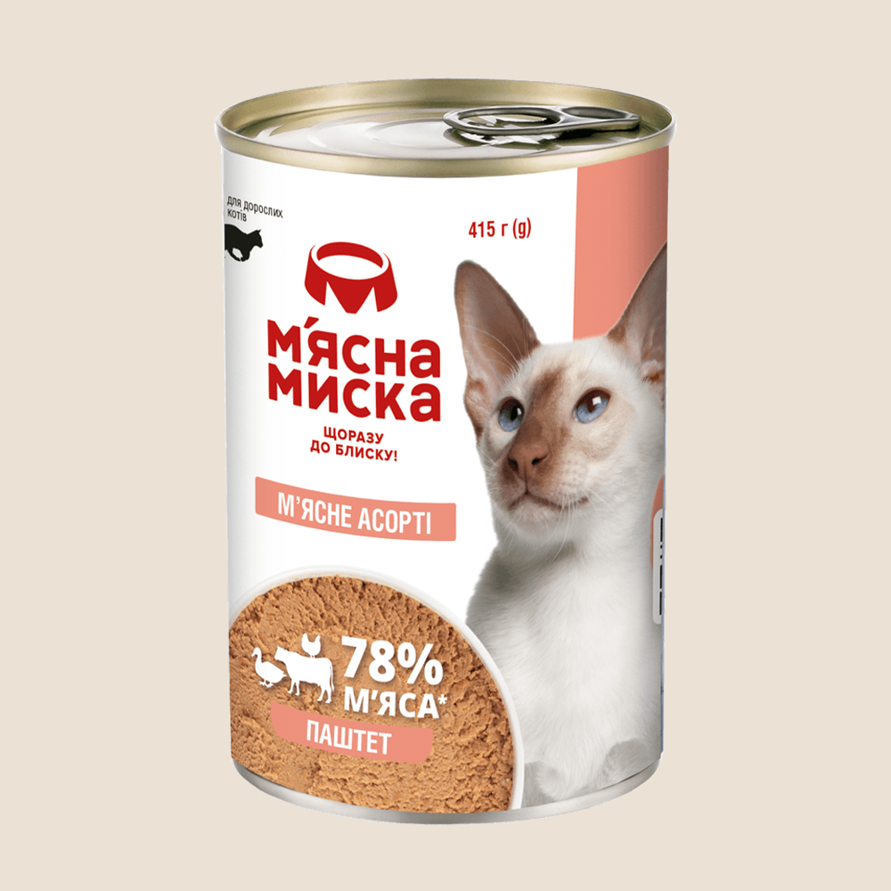 Корм для котів вологий М'ясна Миска Паштет м'ясне асорті 415 г