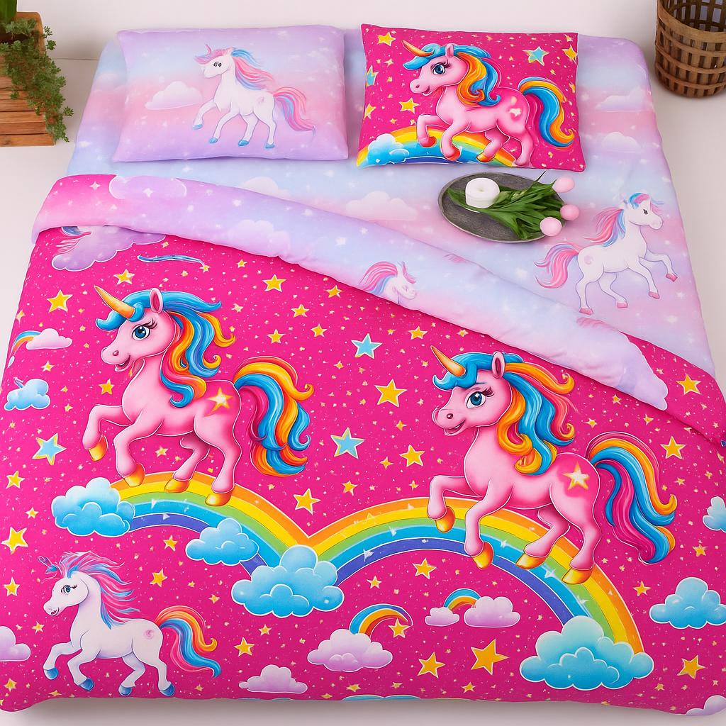 Комплект постільної білизни PaniPava Рожевий Єдиноріг бязь 155х215 см (10100793) - фото 3