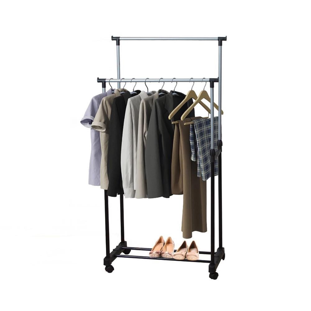 Стойка для одежды 8006 металлическая напольная двойная телескопическая с колесами (37-110732) - фото 5