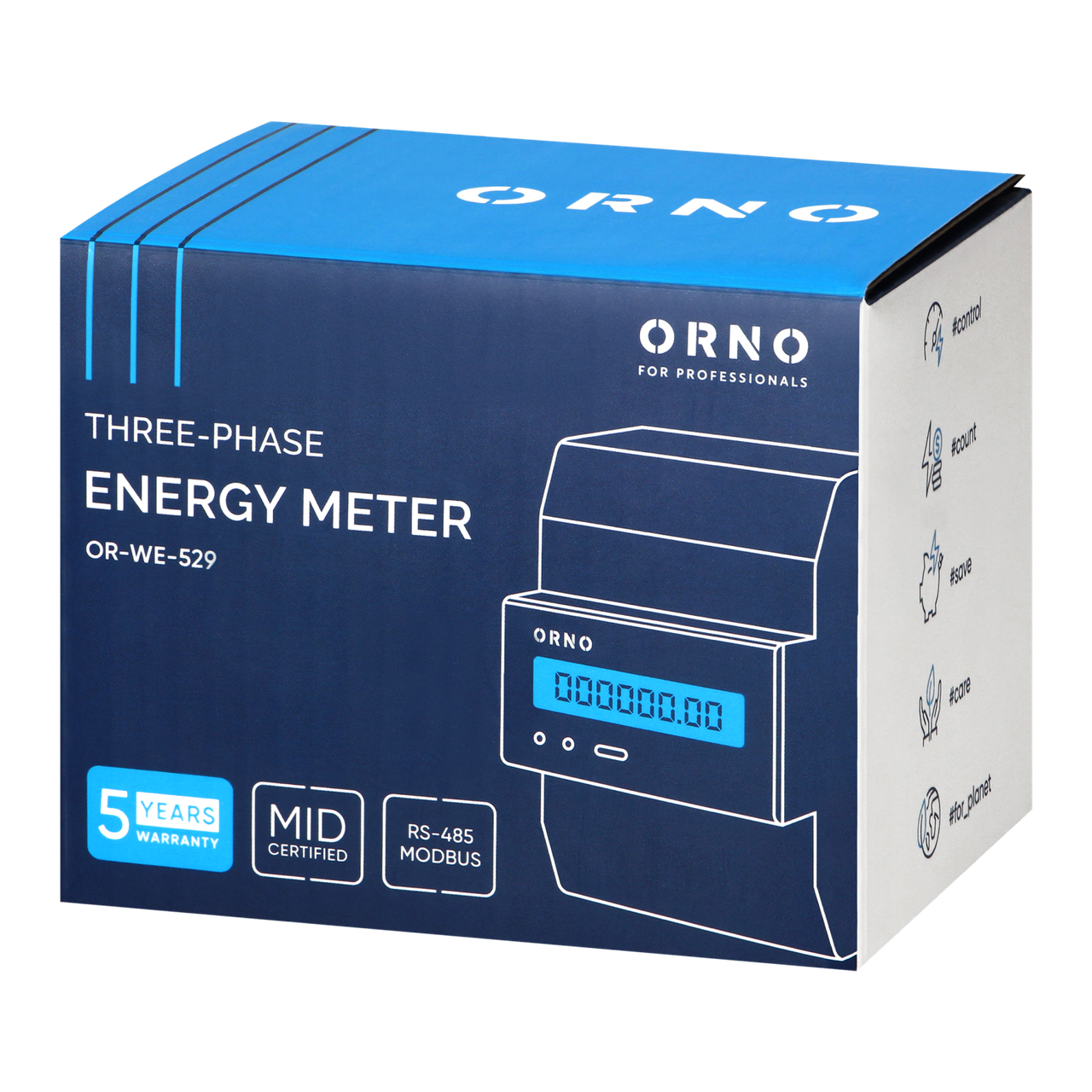 Лічильник електроенергії VIRONE 3F 100A OR-WE-529 4 модулі на DIN-рейку TH-35