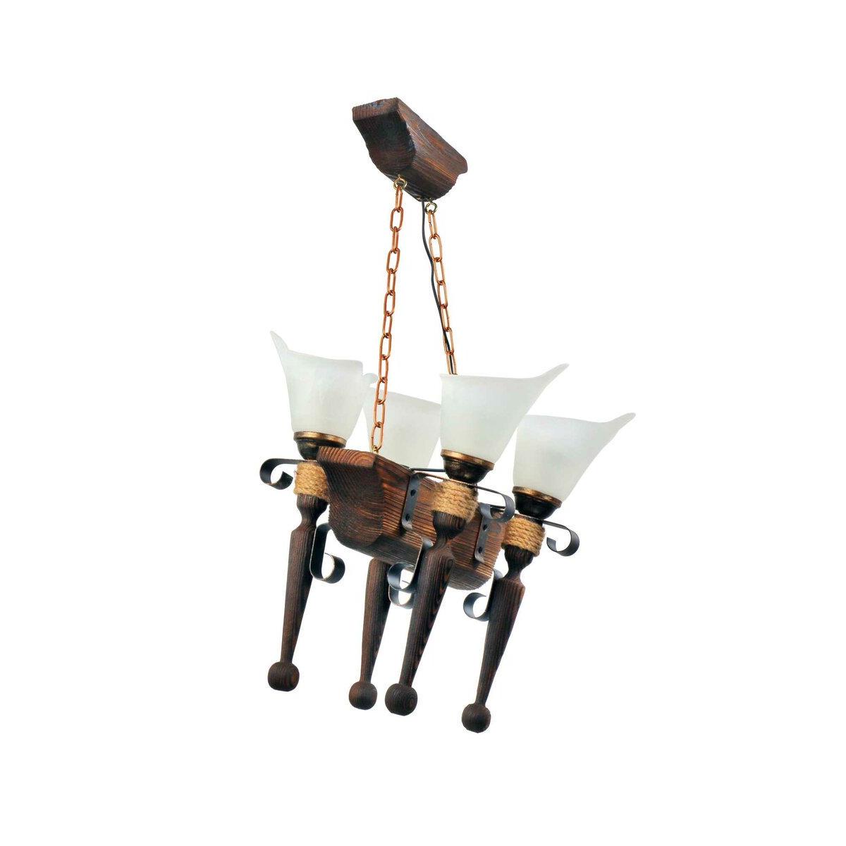 Люстра деревянная Sirius S7142/4 на 4 плафона Темный обжиг (372217)