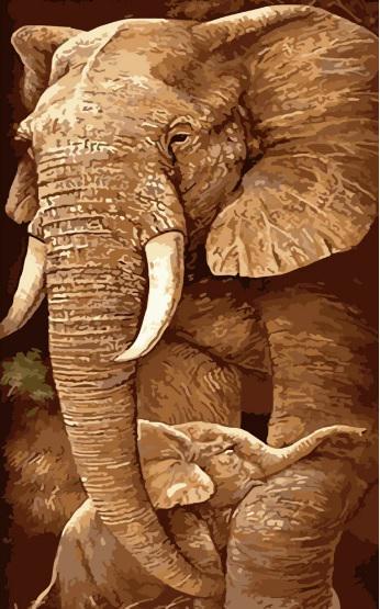 Картина по номерам Стратег Слоник с мамой ww034 50x25 см (MTT-168155)