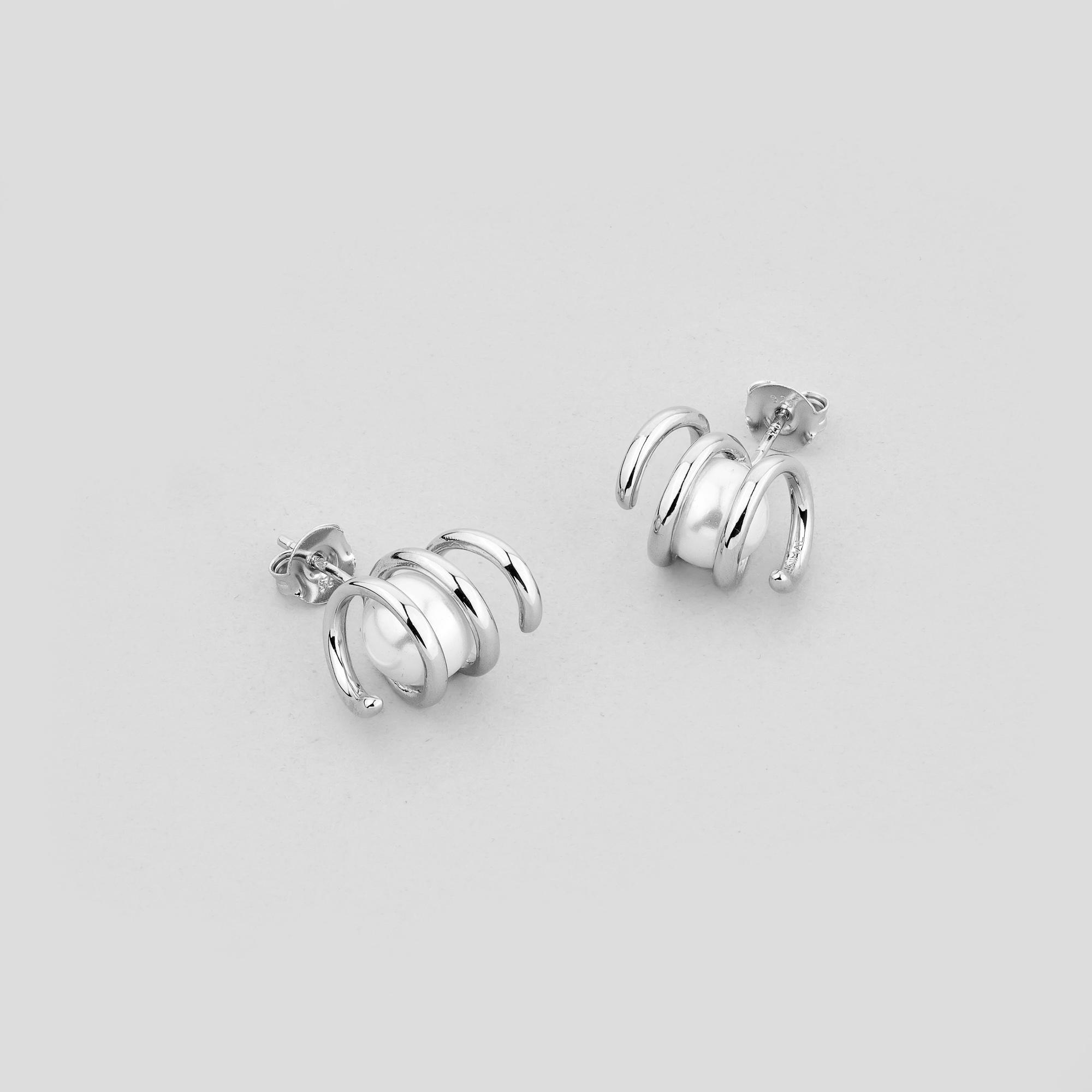 Серебряные серьги Minimal В плену океана (16470)