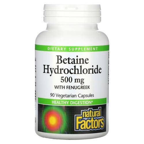 Бетаин Natural Factors Betaine Hydrochloride 500 мг 90 veg capsules (NFS-01720)