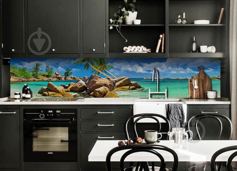 Наклейка виниловая кухонный фартук  Zatarga  "Тропический пляж"  600х3000 мм