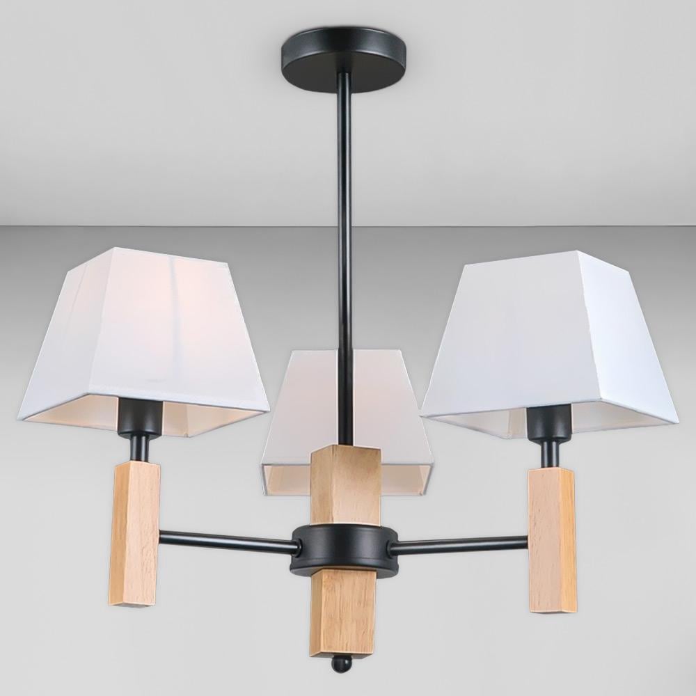 Люстра потолочная с абажуром Lighthouse SRS-19949-3 белый абажур Черный