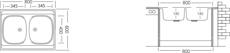 Мойка кухонная накладная Ukinox STM 800 600 20 5C матовая - фото 2 Мойка кухонная накладная Ukinox STM 800 600 20 5C матовая - фото 2