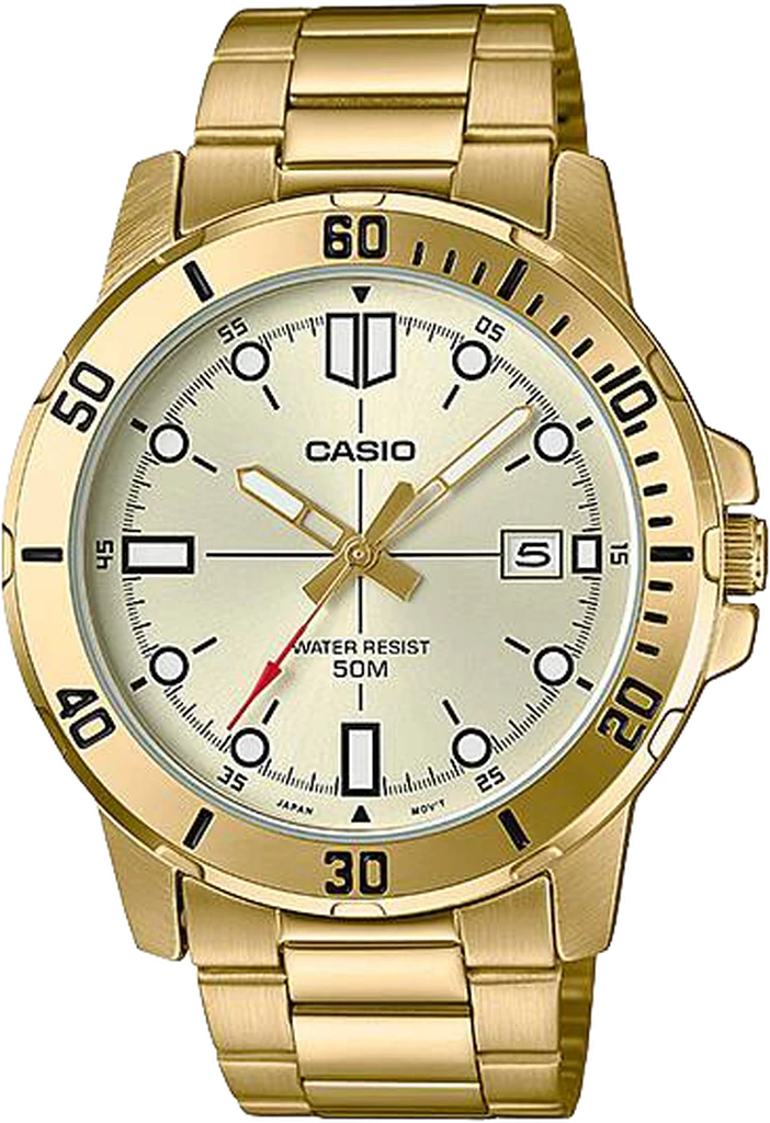 Мужские наручные часы Casio Timeless Collection MTP-VD01G-9E со стальным корпусом Золотой (3150758112)