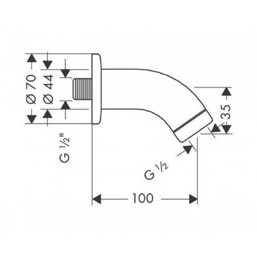 Кронштейн настінний Hansgrohe 27438000 100 мм для верхнього душу Хром (111668) - фото 2