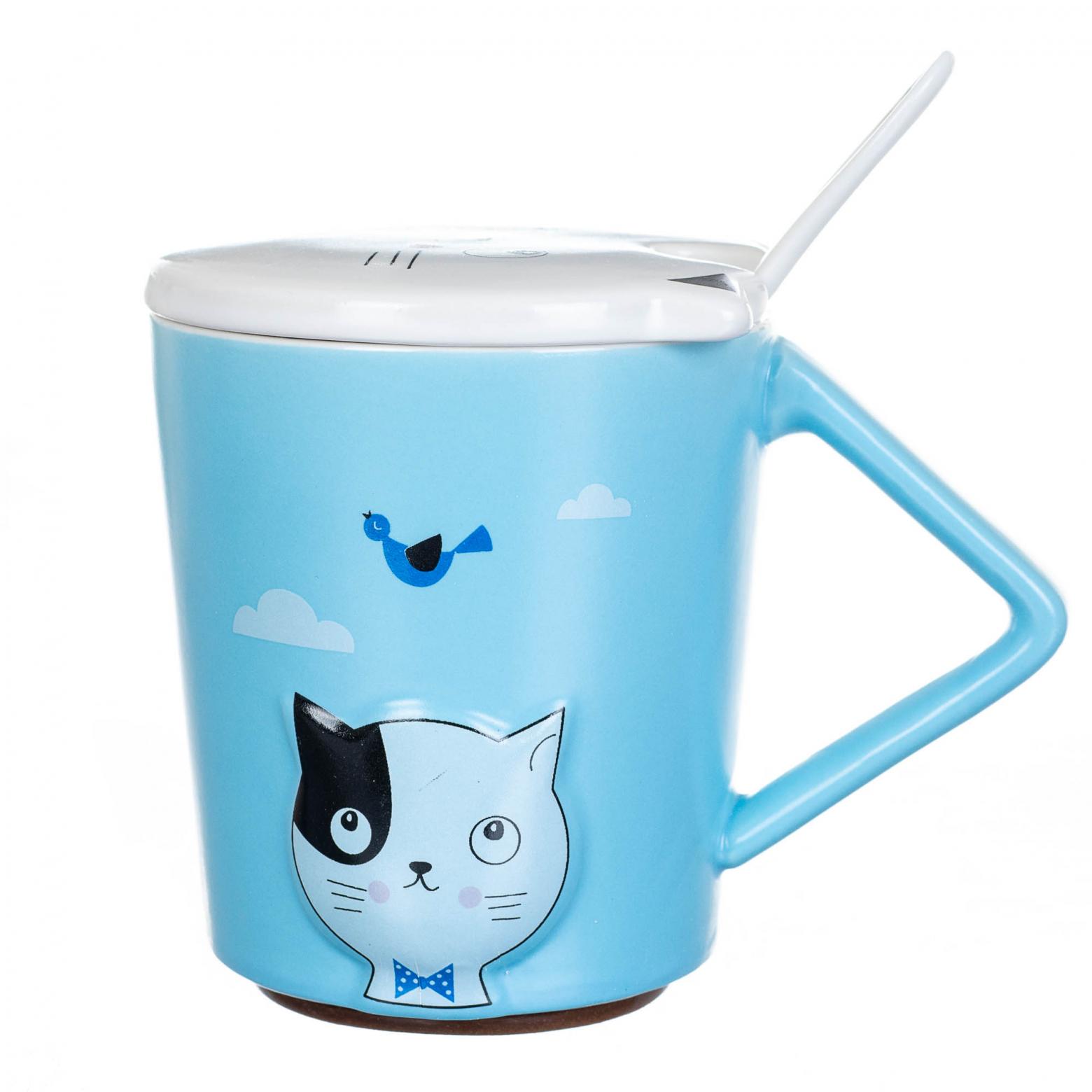Кружка керамическая с крышкой Elisey Кот Голубой 250 мл (8205-003)