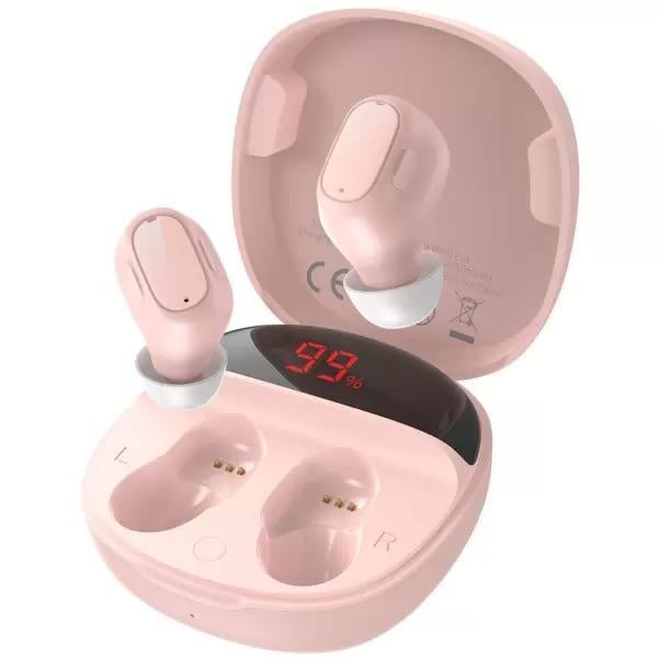 Наушники беспроводные Baseus Bluetooth Encok TWS WM01 Plus с дисплеем Розовый (325874)