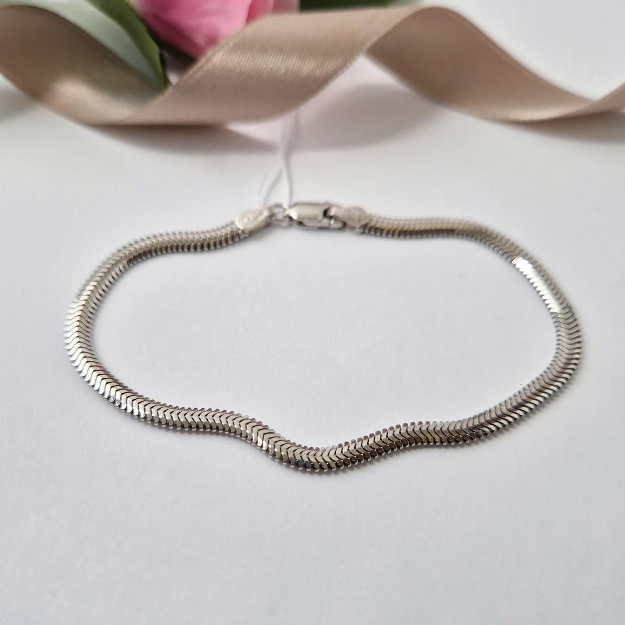 Браслет плоский снейк без камней серебро 925 пробы родированное 3,40 г 18 см (222р2/18)