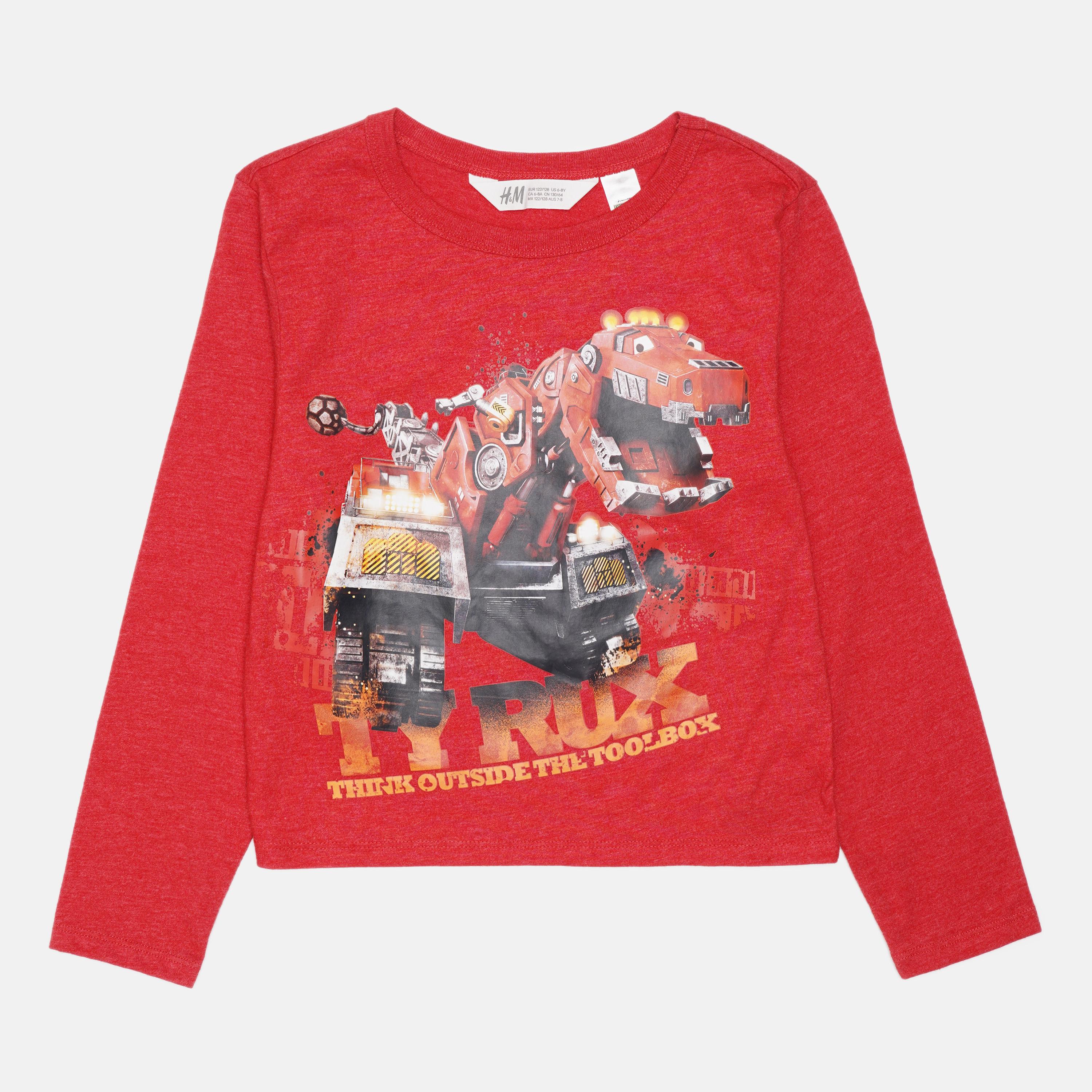 Лонгслив H&M Принт 122-128 см Красный (1211747647)