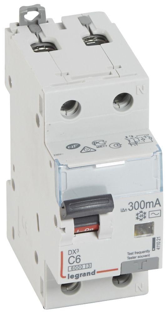 Дифавтомат Legrand 6А 300mA 6кА 2 полюса тип C тип АС 411021 DX3 (41904)