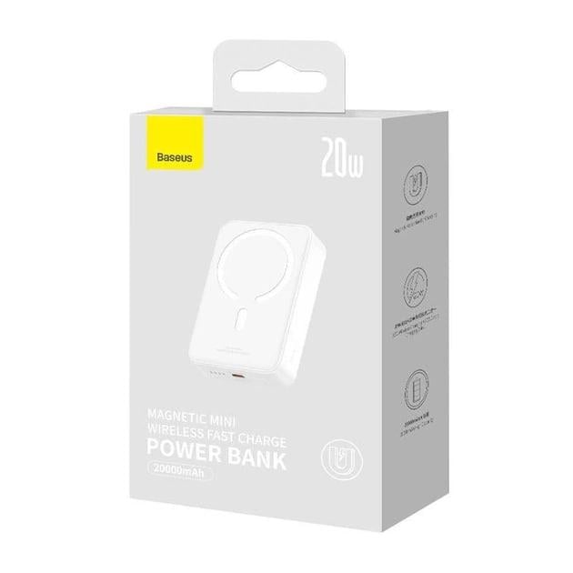 Повербанк Baseus Magnetic Mini 20000 mAh 20 W 2в1 QC3.0+PD3.0 с беспроводной зарядкой Qi 15 W White (PPCX150002) - фото 7