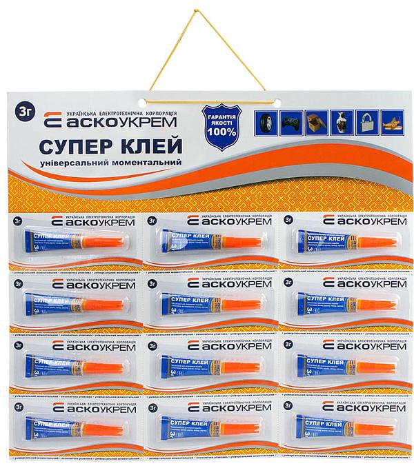 Супер-клей АСКО-УКРЕМ 12 шт. в упаковці Супер-клей АСКО-УКРЕМ 12 шт. в упаковці