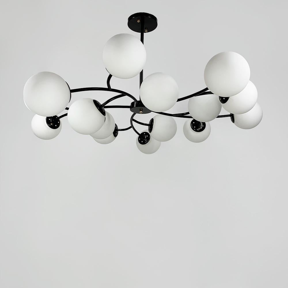 Люстра із поворотними гілочками на 15 білих плафонів Чорний (K 21/15 BK+WT) - фото 1 Люстра із поворотними гілочками на 15 білих плафонів Чорний (K 21/15 BK+WT) - фото 1
