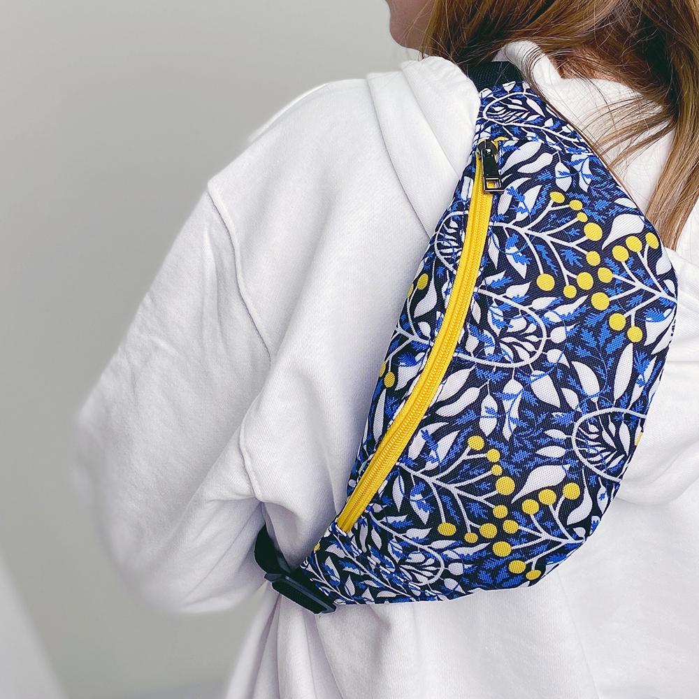 Сумка-бананка через плече та на пояс Presentville Bumbag Калина стилізація 27х16 см (BB_22S011_ZHL)
