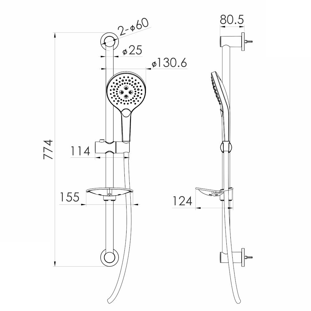 Душовий комплект із штангою Imprese f03800110DR Чорний (173664) - фото 2