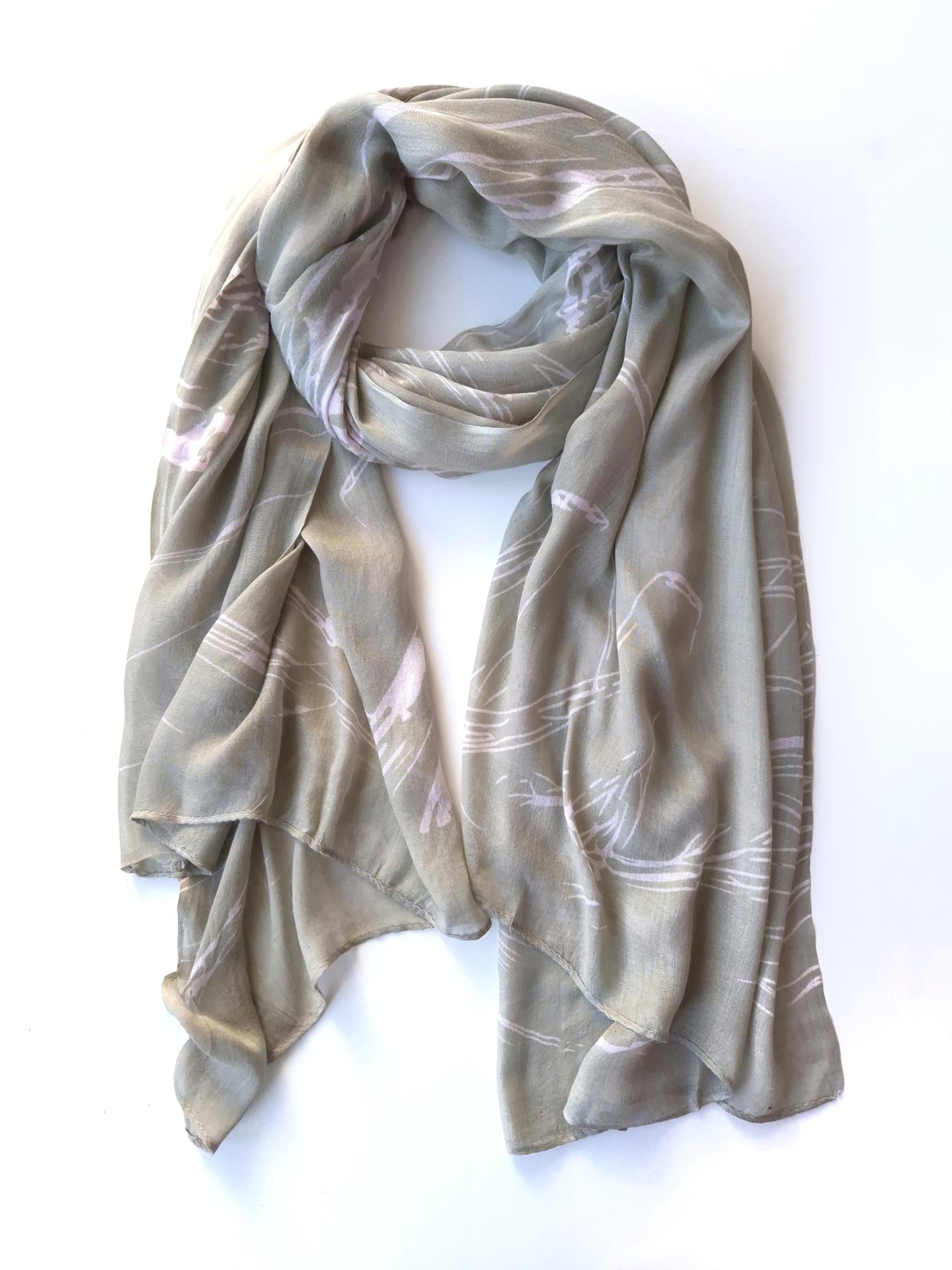 Шарф-палантин женский в абстрактный принт весна-осень 200х109 см Серый (14109)