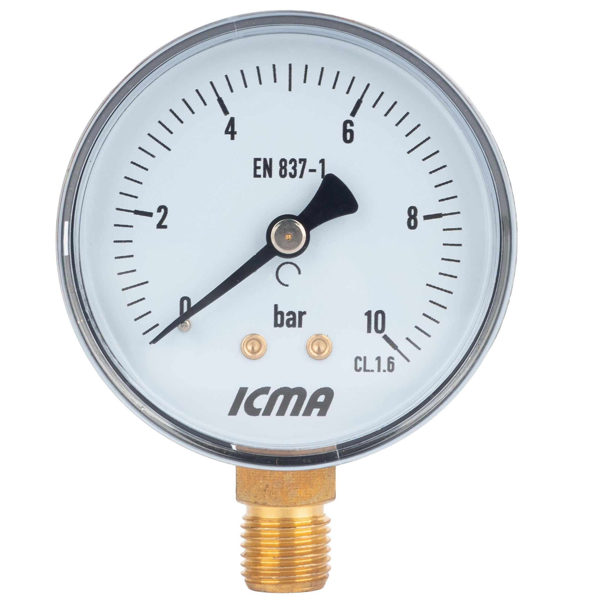 Манометр ICMA 244 0-10 бар радиальный 1/4" Ø 63 мм