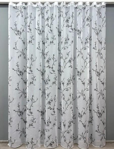 Тюль батист с цветочным узором Белый/Черный (1863т)