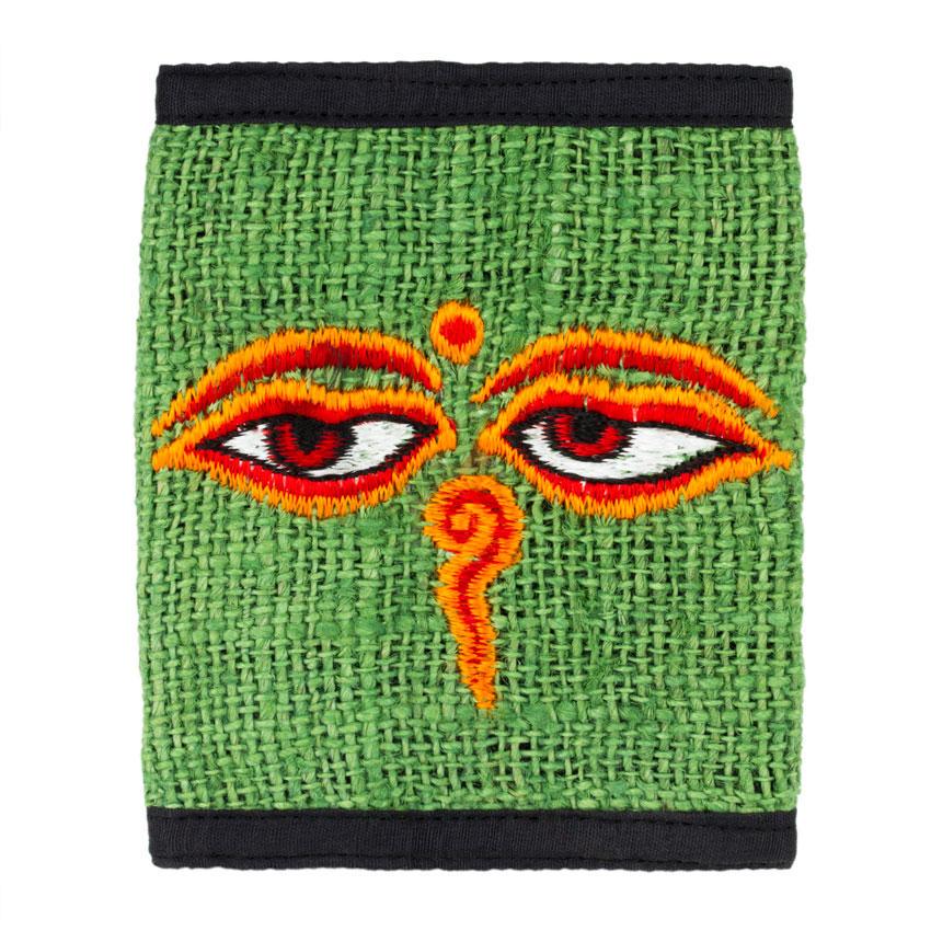 Кошелек конопляный Вышивка Любящие глаза 12,5х10,5х2 см Зеленый (27644)